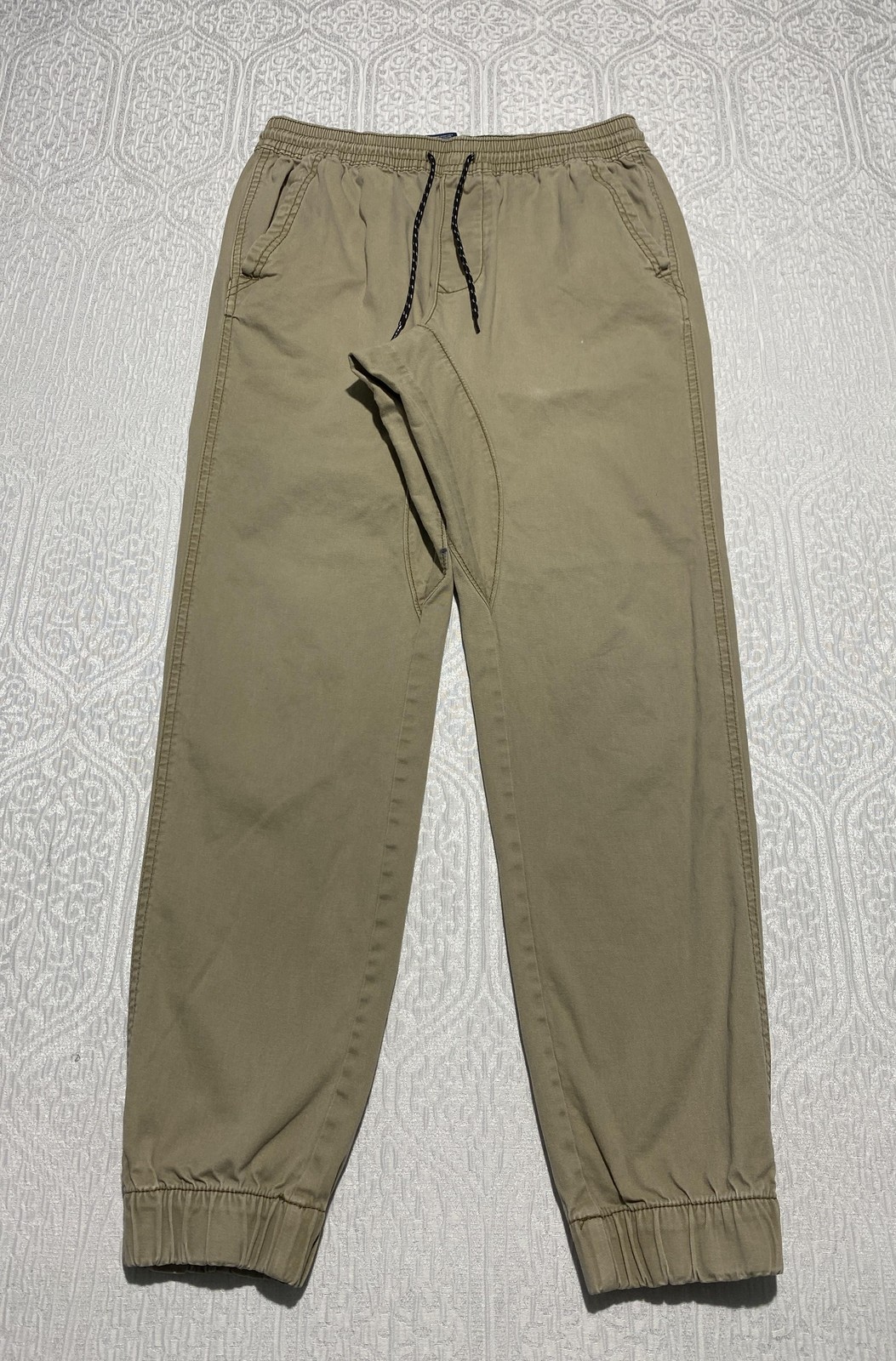 George Pants Mens Medium 32-34 Khaki Jogger Elastic Waist Drawstring Casual