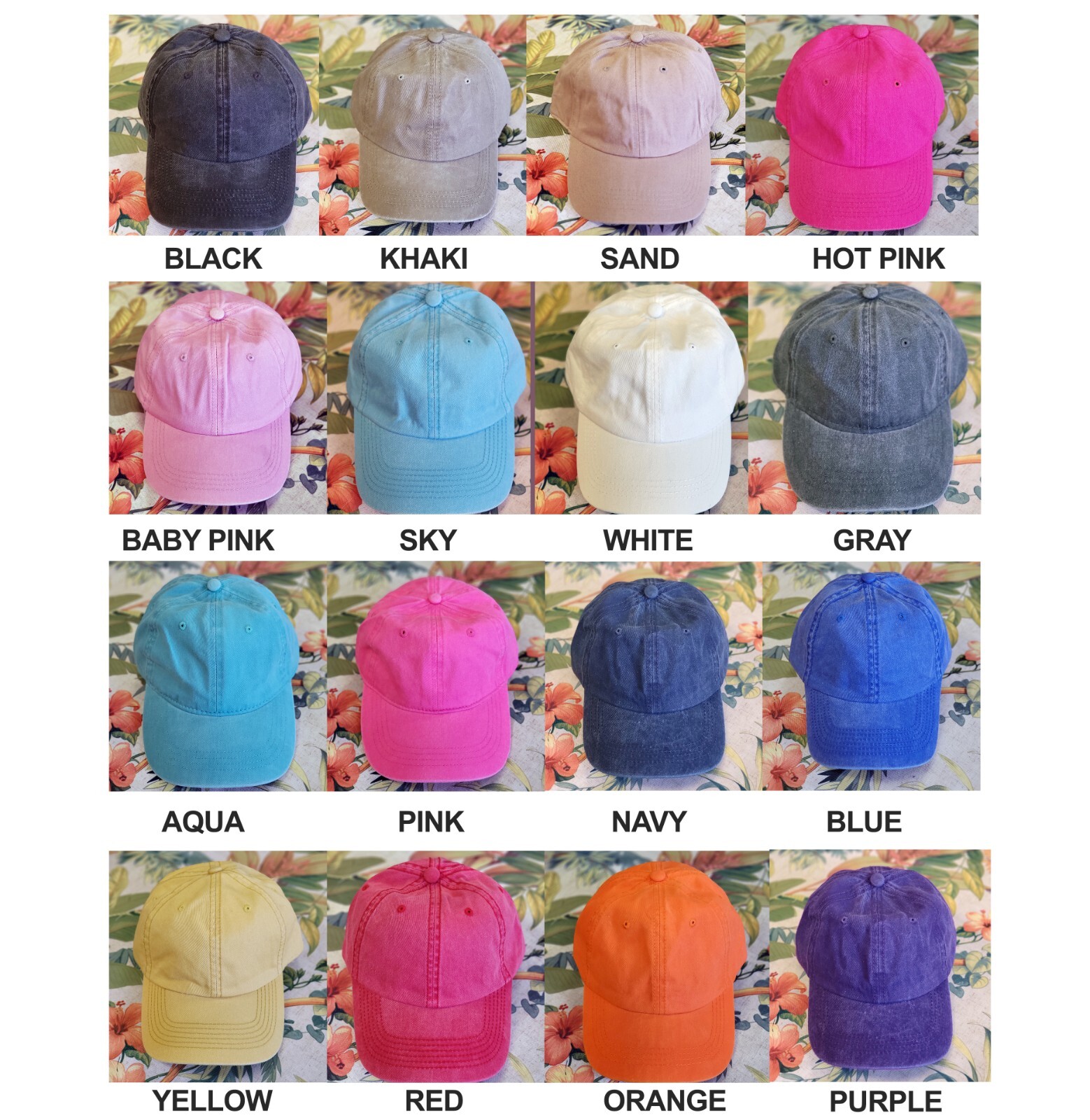 Kangaroo embroidered cotton baseball cap (available in many colors)