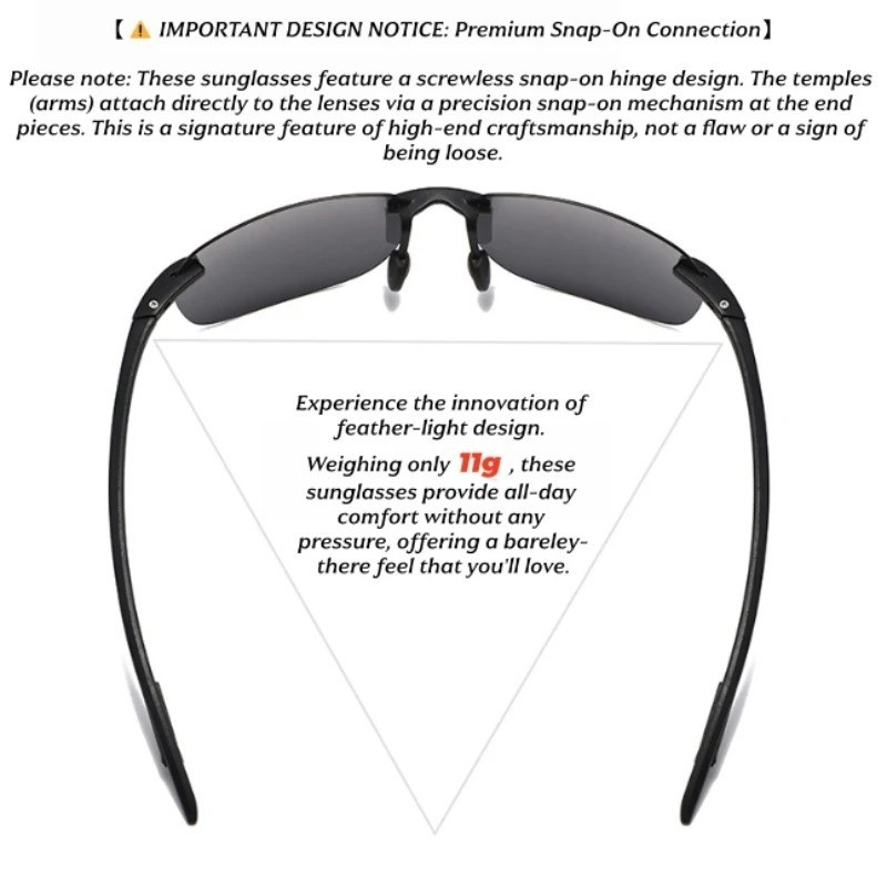 Rimless TR90 Sunglasses Polarized UV400 Lenses Lightweight Outdoor Men Glasses