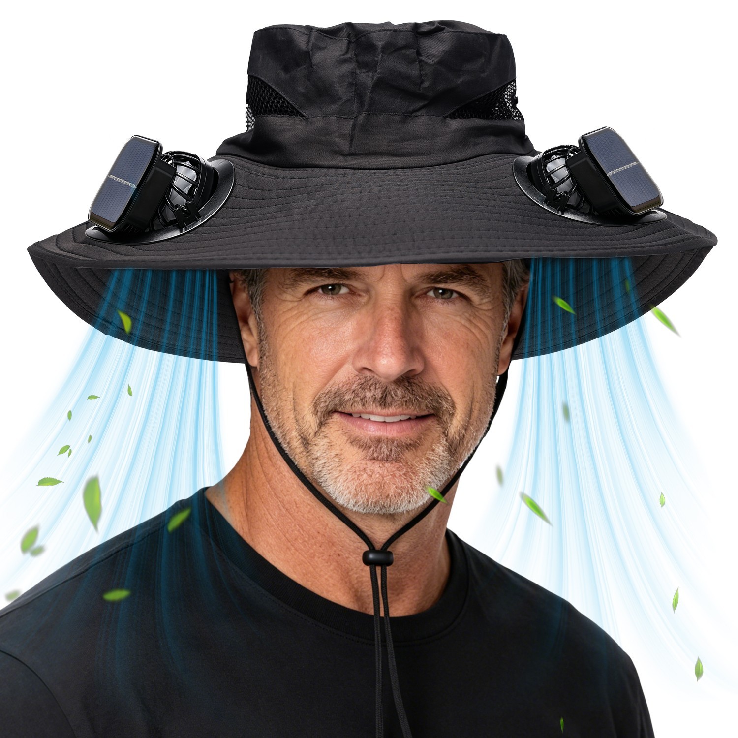 2026 NEW Wide Brim Sun Fishing Hat with 3 Solar & USB Powered Fan UV Protection
