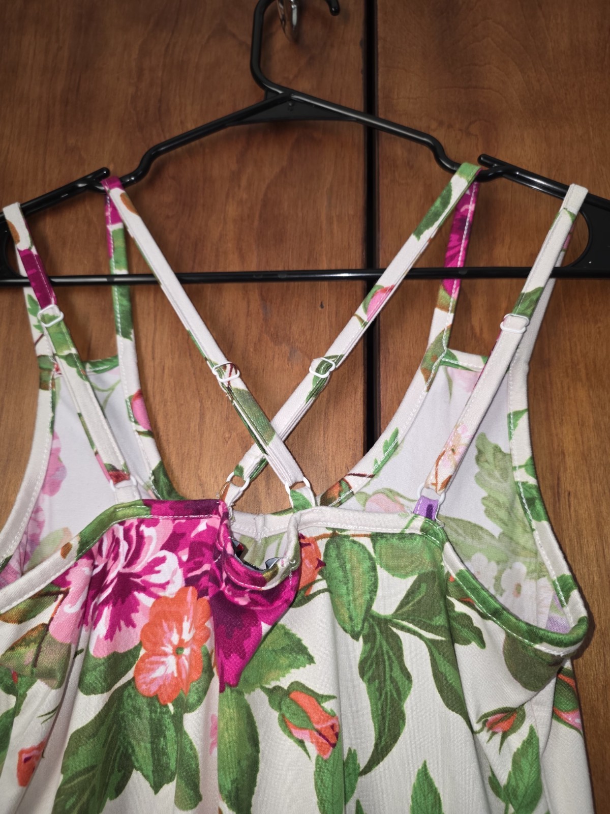 Ladies Summer Floral Sundress WithCross Back Staps Long Cotton Dress Size Small