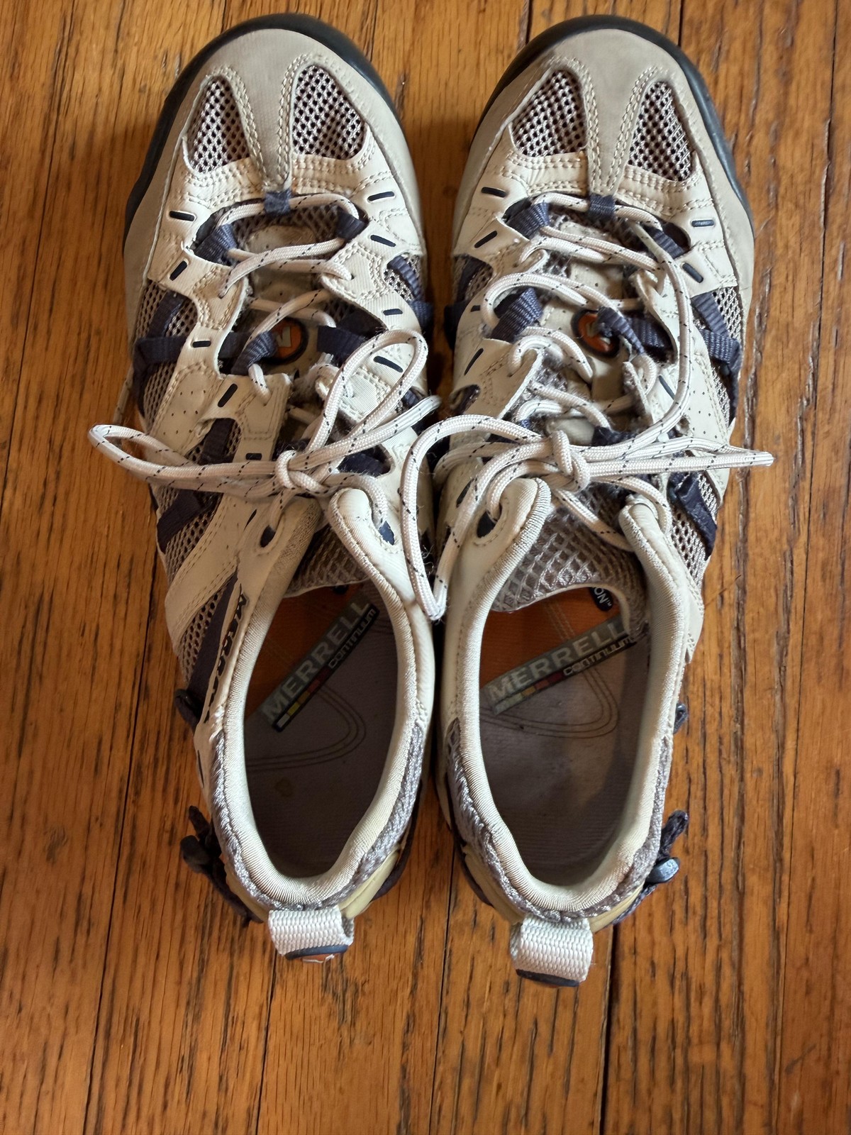 Merrell Shoes Mens Size 8 Beige Mesh Continuum Vibram Hiking Trail Sneakers