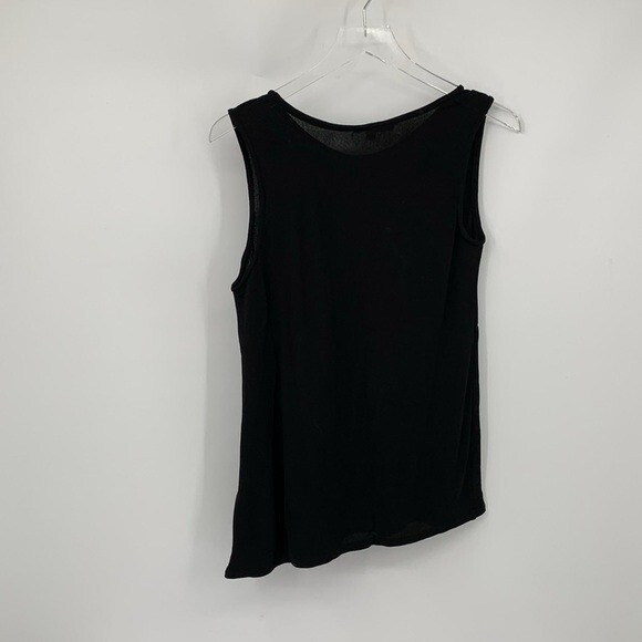 Heikejarick jersey knit top tank shirt blouse black asymmetric diagonal hem 12 L