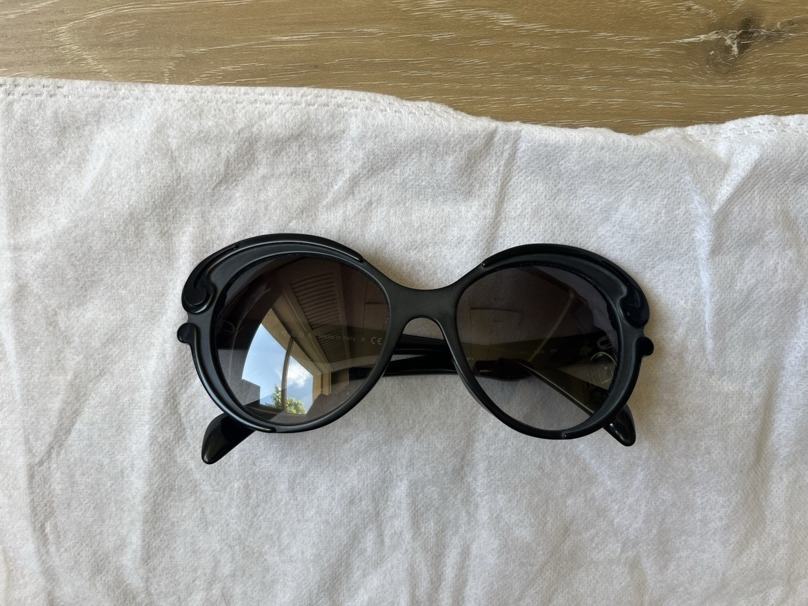 Prada Baroque Cat Eye Sunglasses Black SPR 28N 56-19-140