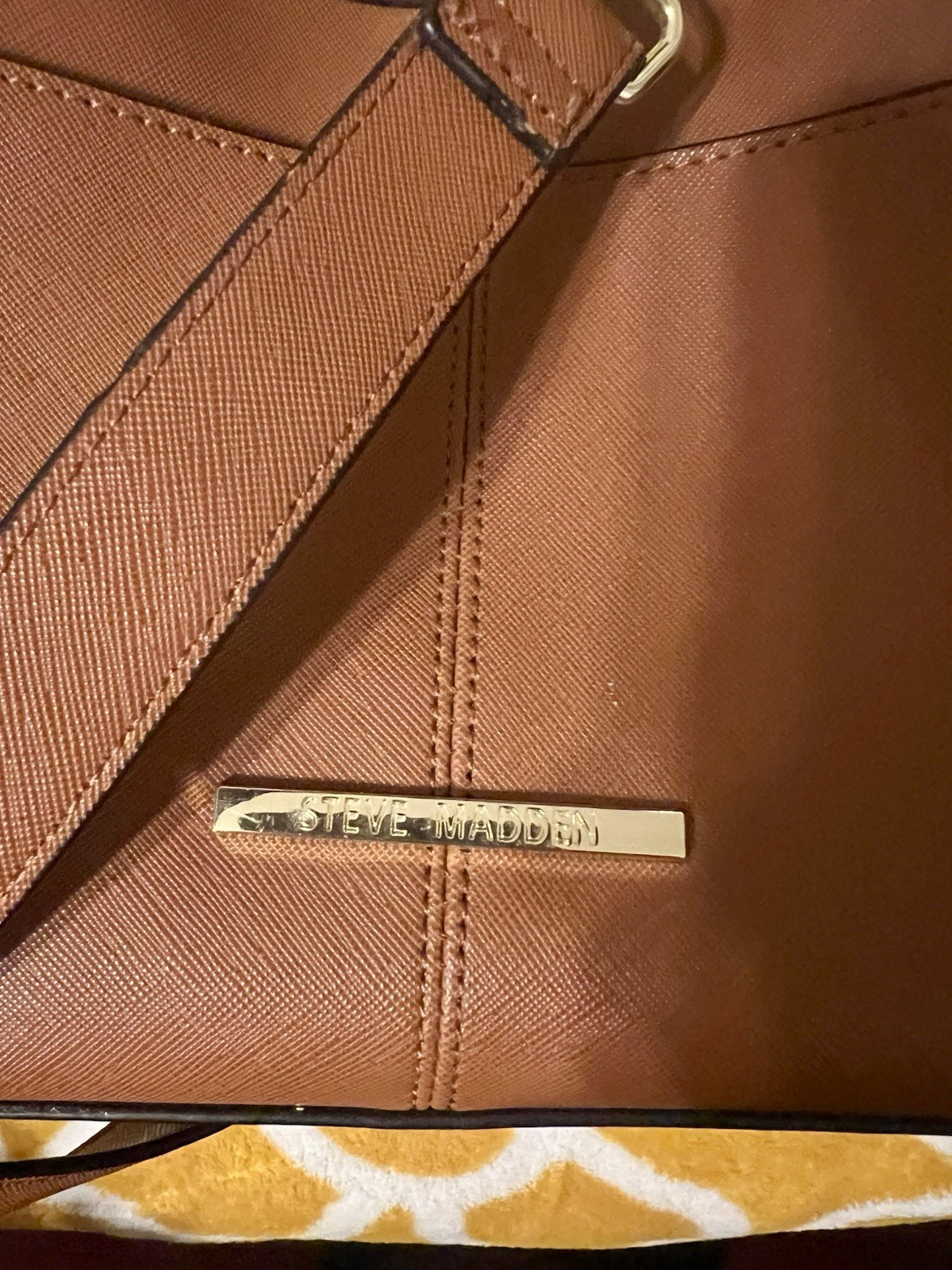 Steve Madden Brown Satchel Top Handle Zip Bag, Adjustable Detachable Strap