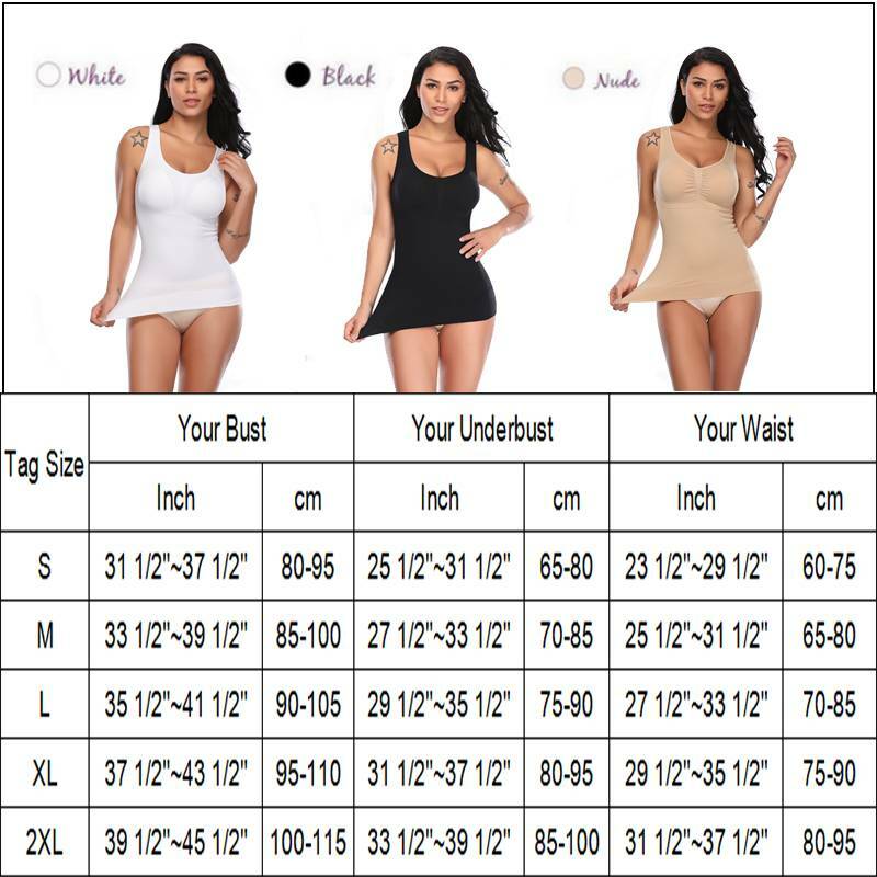 Women Built in Bra Cami Vest Seamless Tank Tops Shaper Belly Control Slimming US