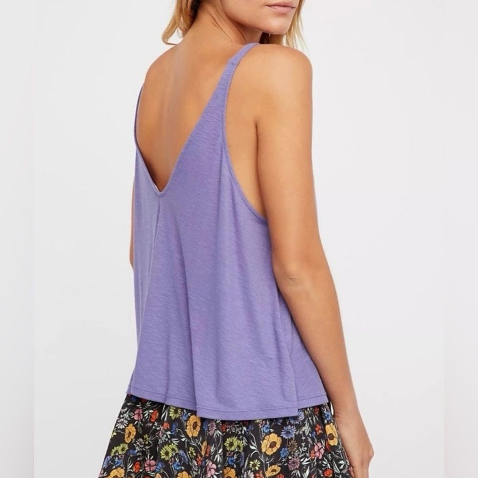 Free People Intimately Dani Tank Flowy Oversized Swing Tank Dusty Iris Blue Sz S