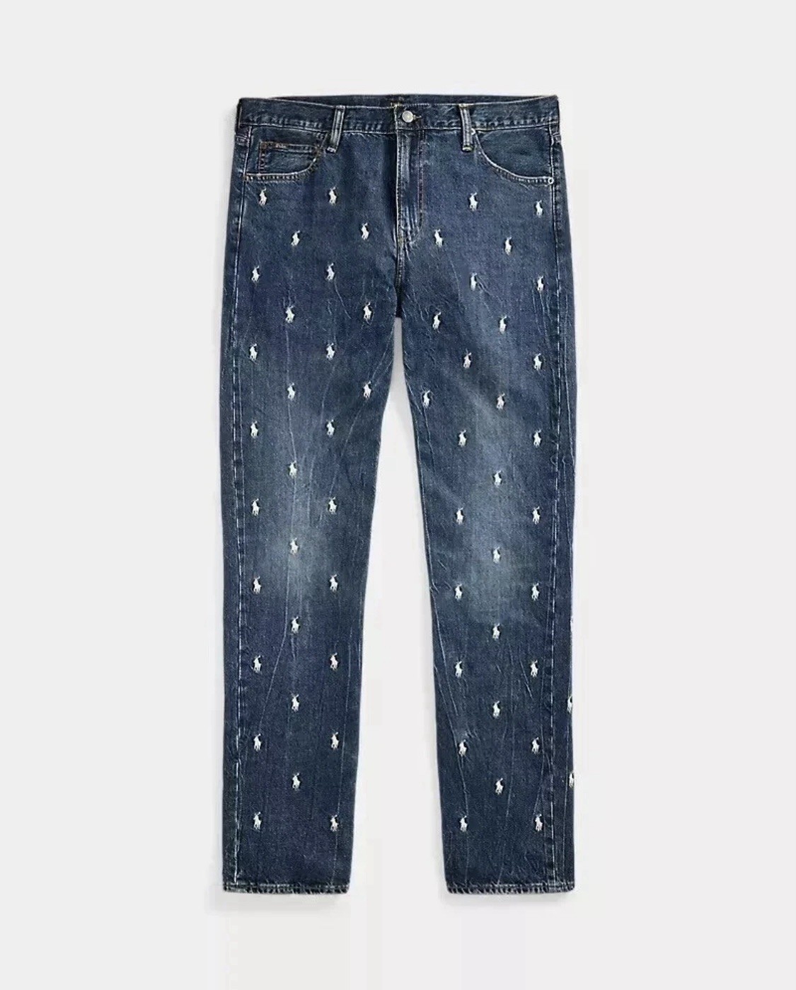 Polo Ralph Lauren Varick Slim Straight All Over Embroidered Pony Jeans 44×30