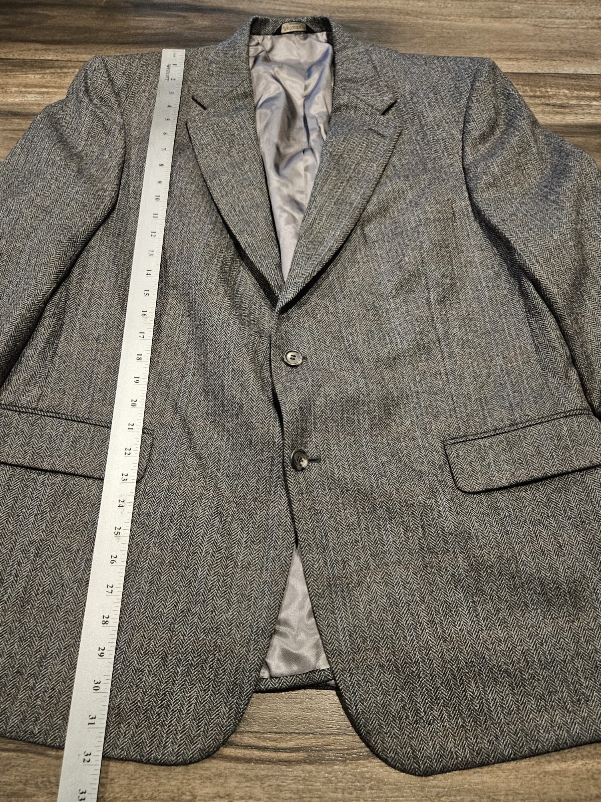 Brooks Brothers 346 Sport Coat Mens 46R Gray Wool Jacket Herringbone