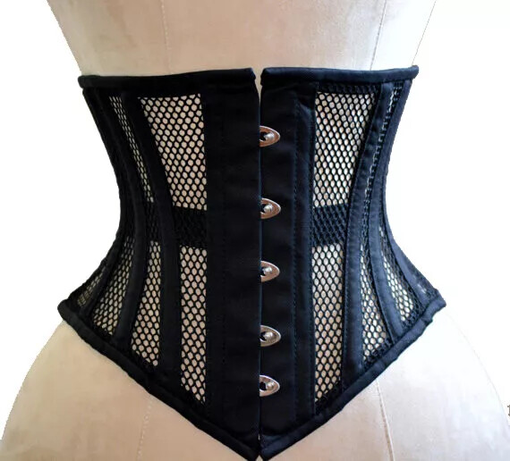 Women’s Underbust Heavy Duty Steel Boned Waist Trainer Conical Mesh Corset