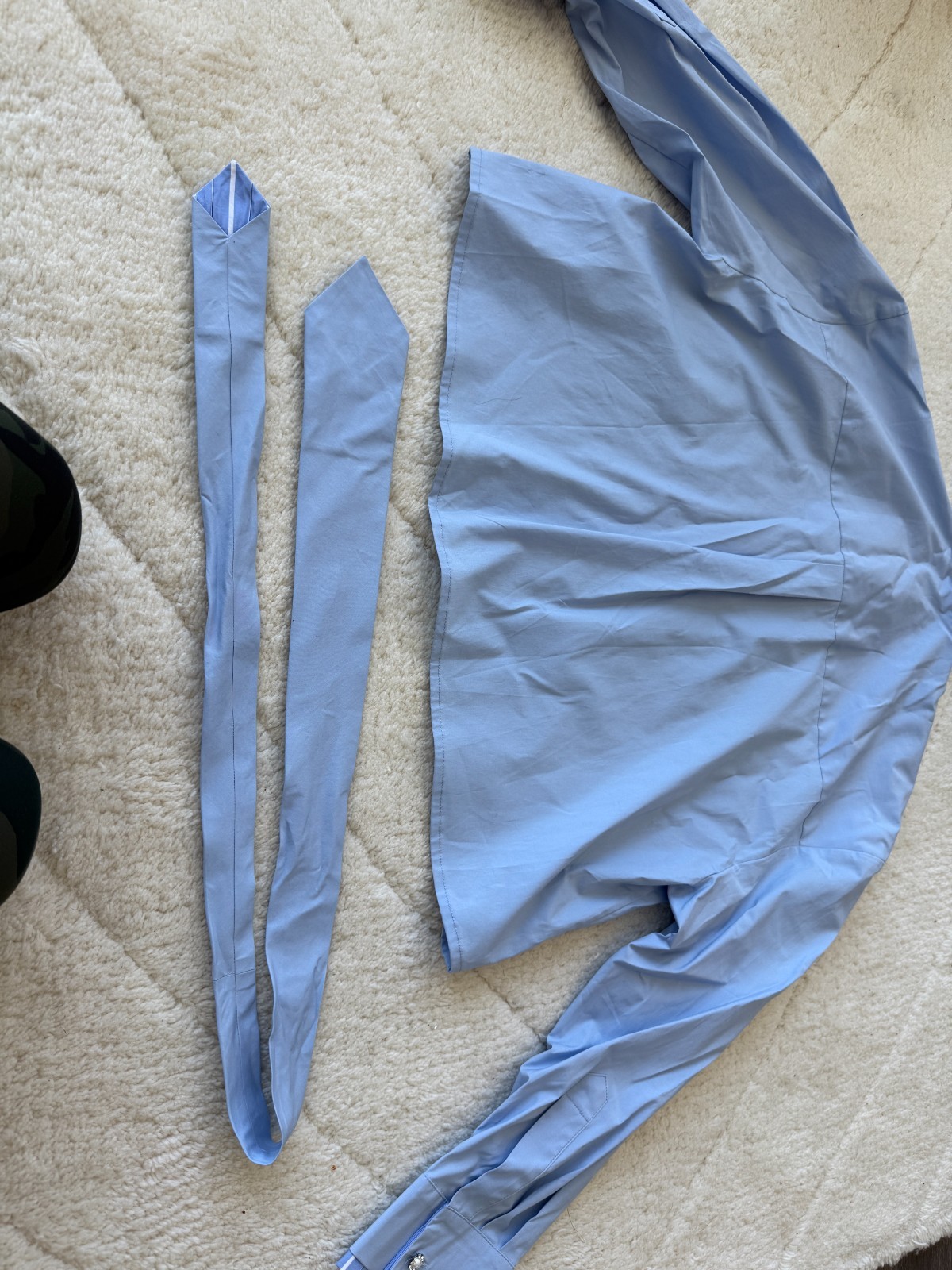 NWT Maje Light Blue Cropped Button Down Shirt with Removable Tie Size S Small