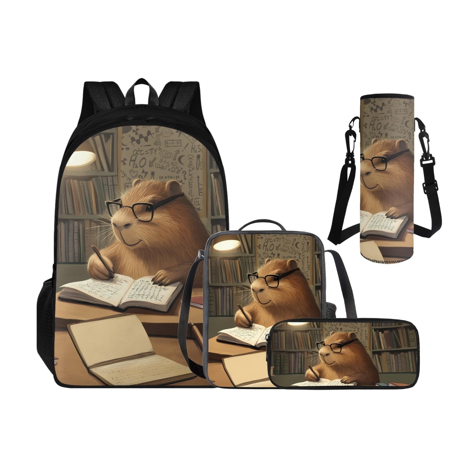 Cool Capybara Backpack with Lunch Box Boys Back to School, Backpack for 2nd B…