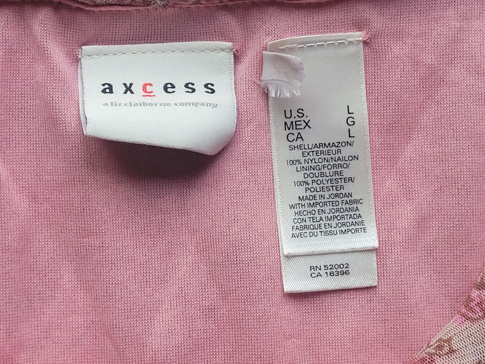 Axcess Liz Claiborne Women’s Large Paisley Sleeveless Lined Sheer blouse Pink