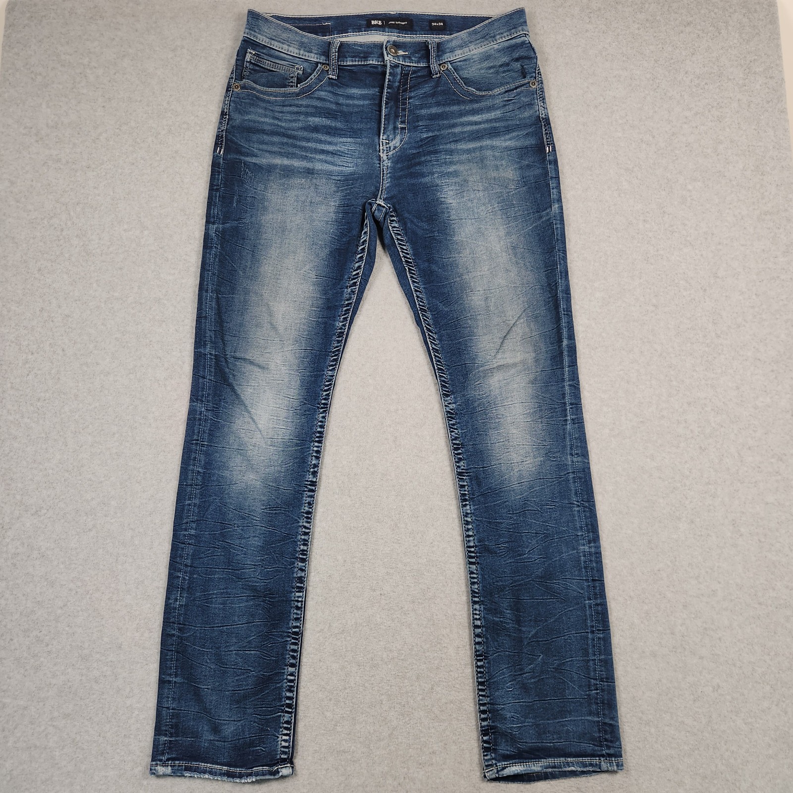 BKE Jake Jeans Mens 34×32 Blue Straight Leg Stretch Denim Medium Wash Casual