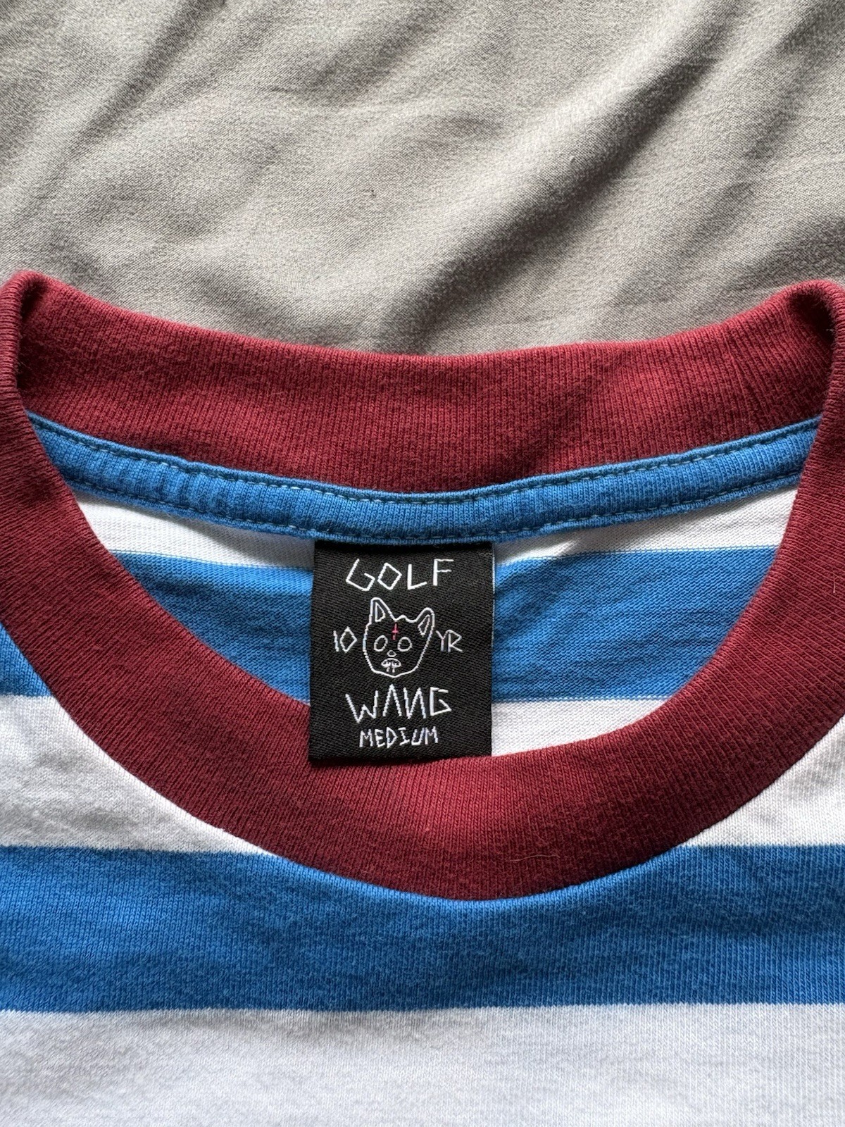 GOLF WANG Killcat Striped Tee Blue White Red Size M