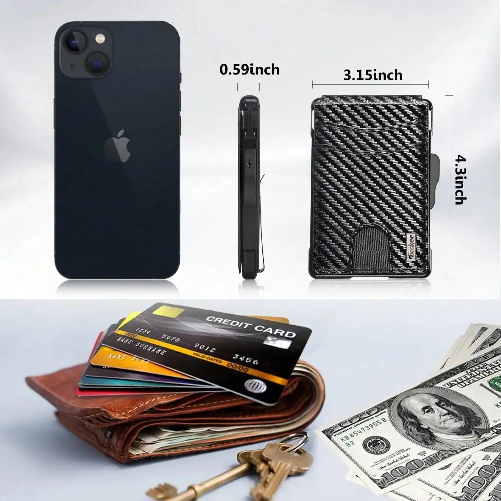 Wallet for Men, Mens Minimalist Wallet 9-13 Cards, Slim Compact Wallet with Mone