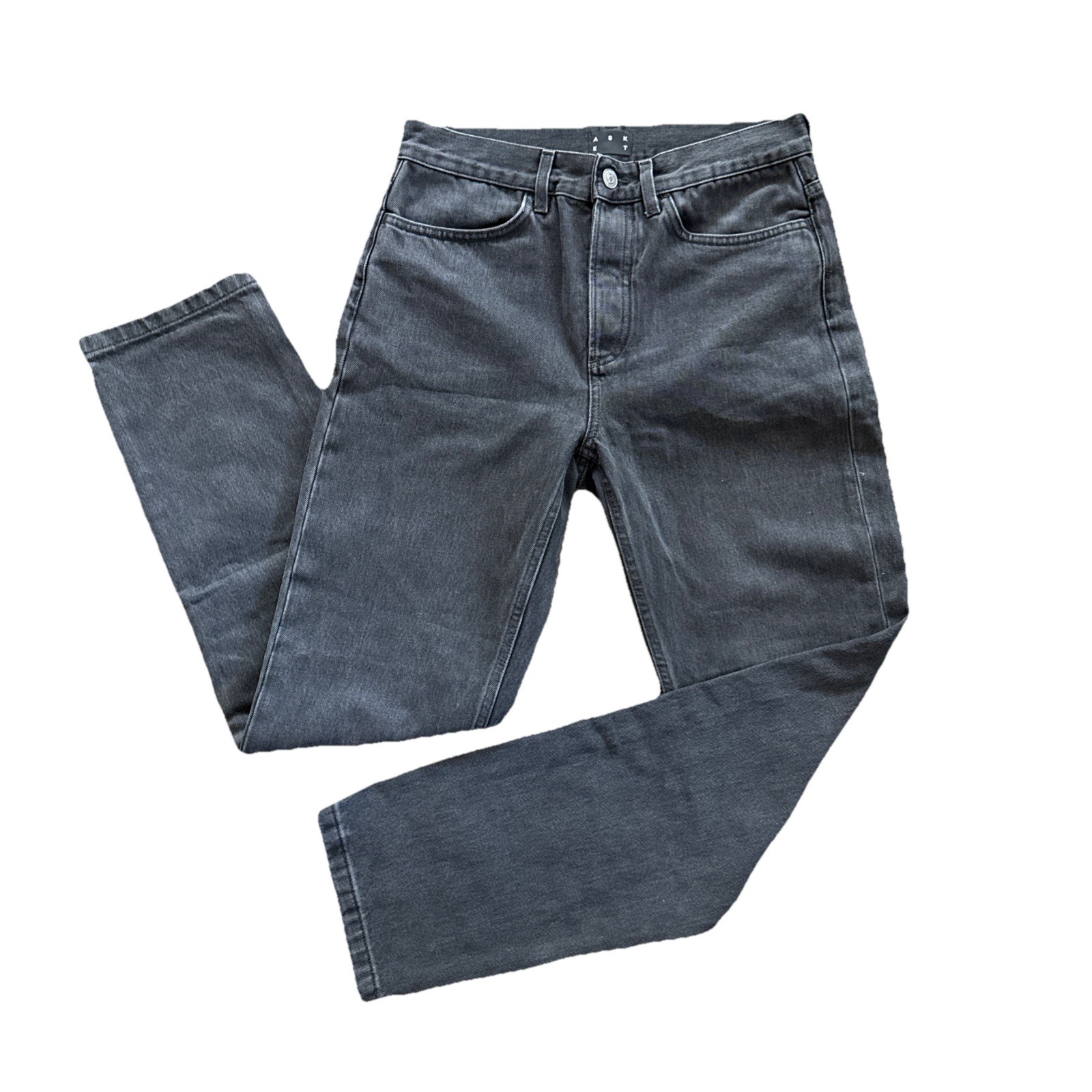 ASKET Regular Jeans Men 29×30 Black Gray Organic Cotton Straight Leg Denim Italy