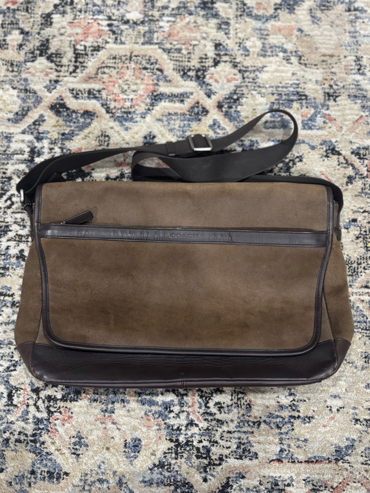 Coach Camden Brown Leather Suede Messenger Laptop Satchel Bag D1461-F71345