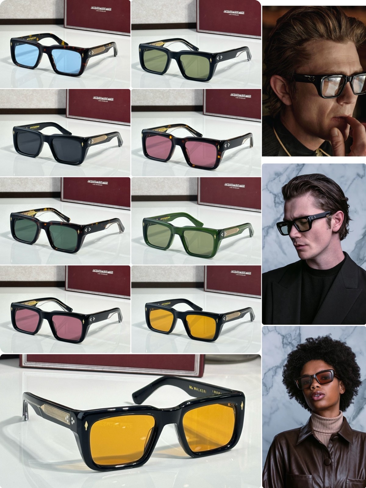 JACQUES MARIE MAG WALKER Black / Ice Blue Mirror 53□21-146 Sunglasses New
