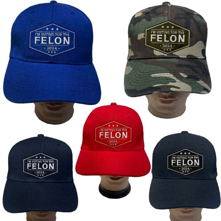 Trump 2024 I’m Voting For The Convicted Felon Embroidered Cap Hat L2 DARK BLUE