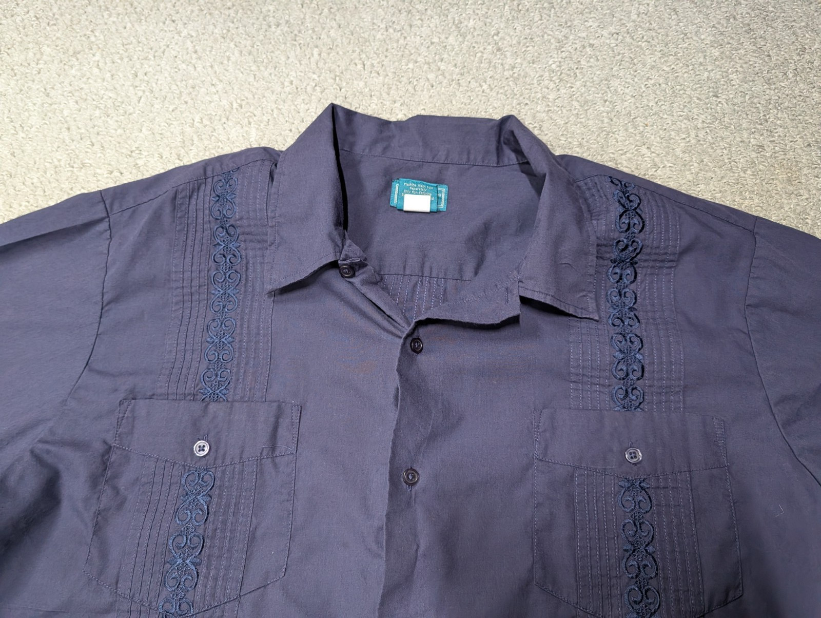 TropiCool Vintage Men’s Purple Guayabera Embroidered Tropical Button Shirt XL