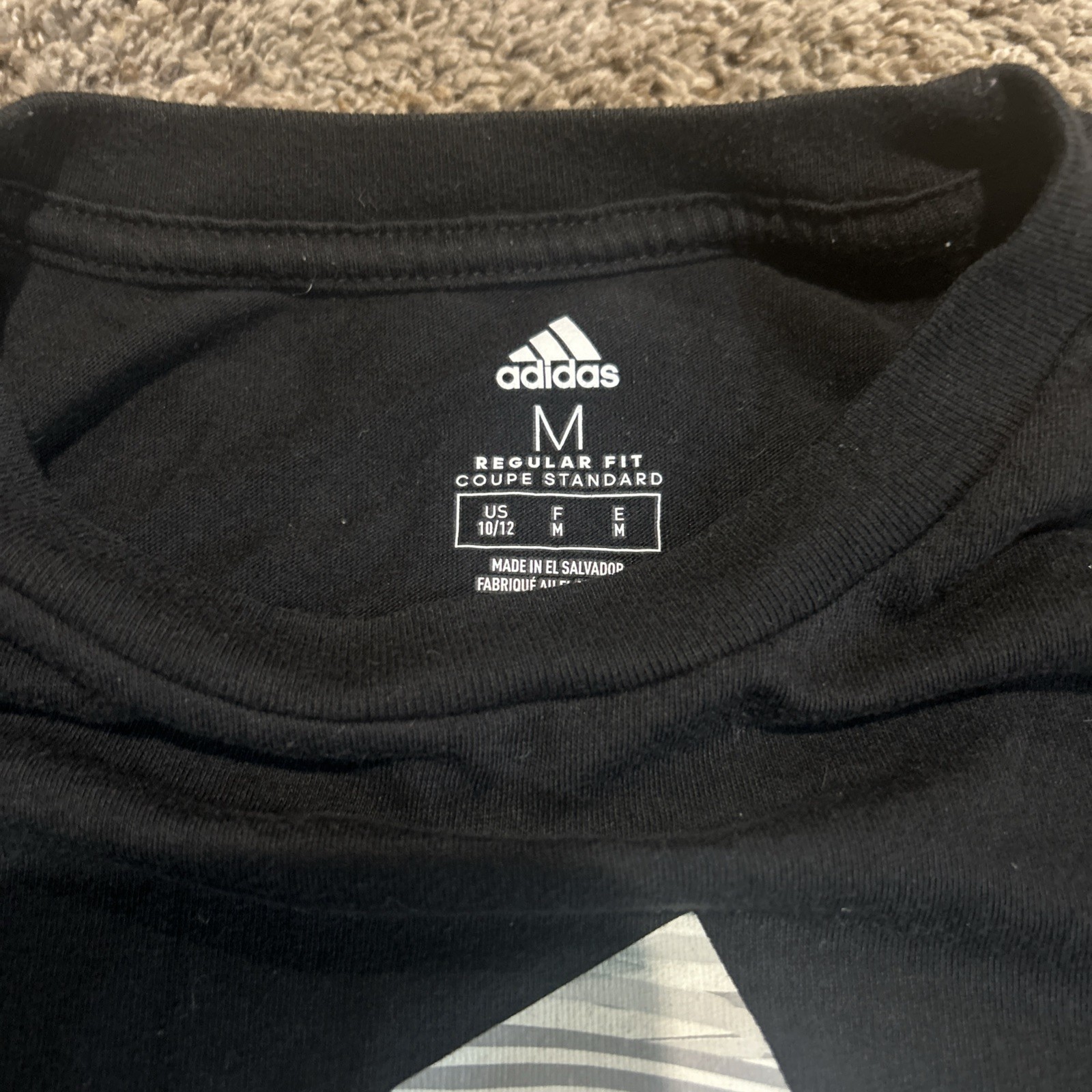 Adidas Boys Long Sleeve Shirt Size M Regular Fit Black White
