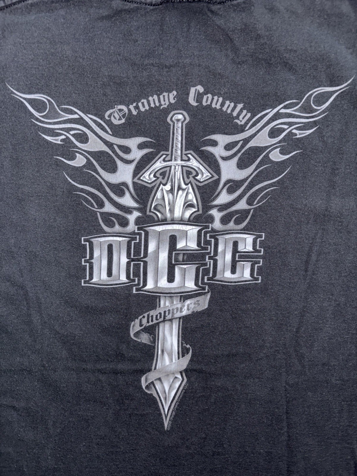 Vintage Orange County Choppers Flaming Sword T-Shirt Mens (XL) Motorcycle Y2K