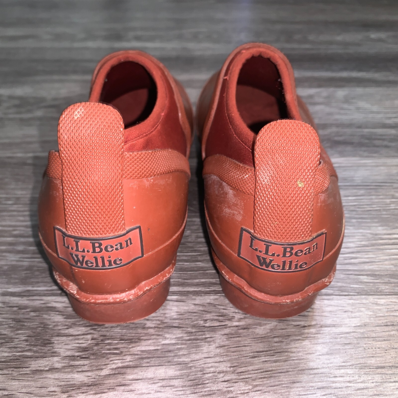 Womens L.L. Bean Red Nylon Rubber Wellies Shoes Boots Sz. 8