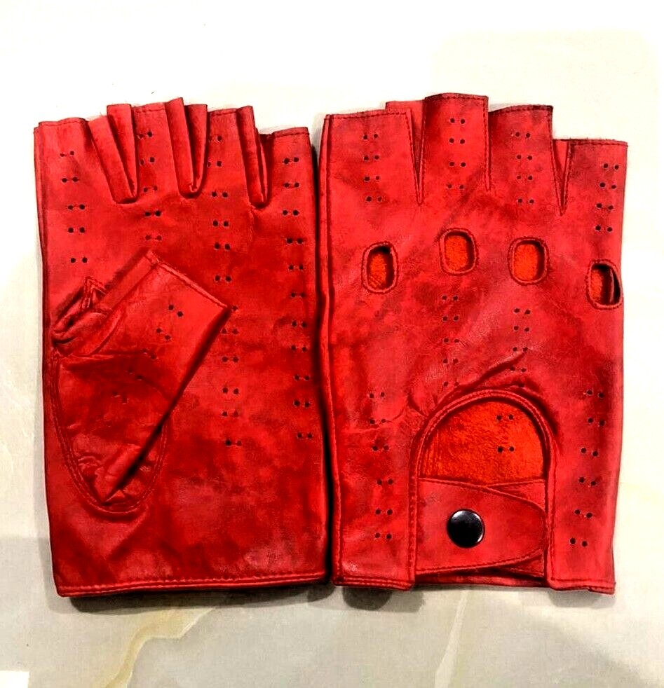 Driving Gloves Fingerless Car Motorcycle Leather Police Driver Glove 2 Tone A-21