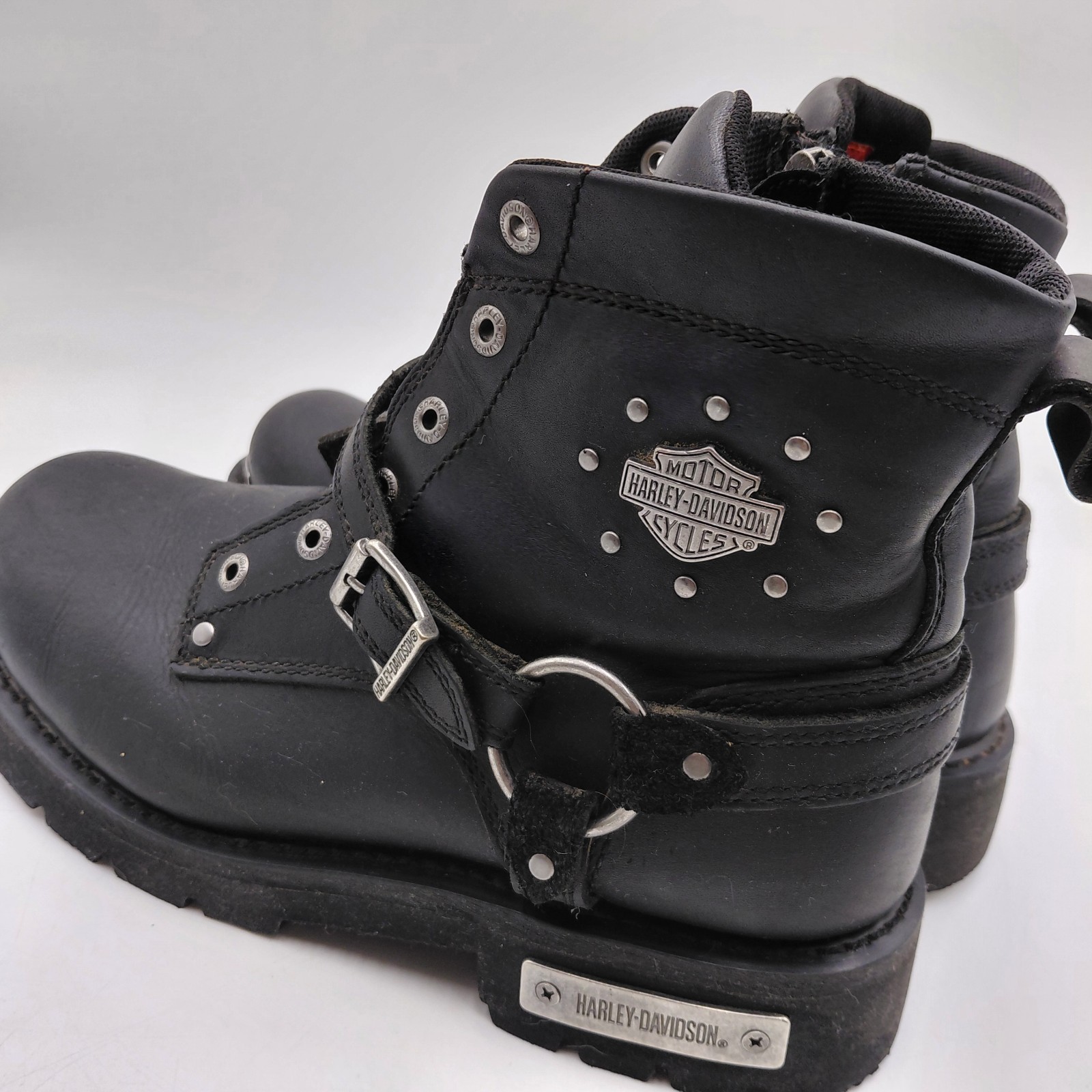 Harley Davidson Womens Becky 10 M Black Leather Motorcycle Boots D87048 Chunky