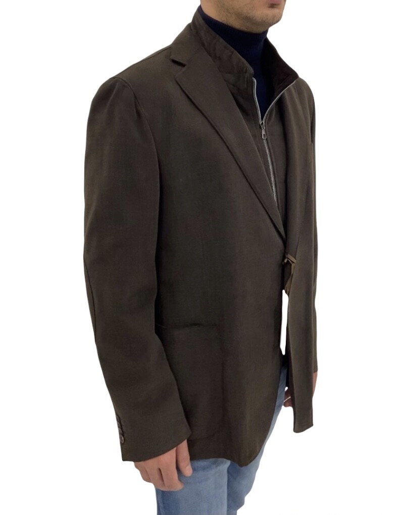 REPORTER Mens Jacket, Size 58 Moss Green Cotton Canvas with Chest, -50%.