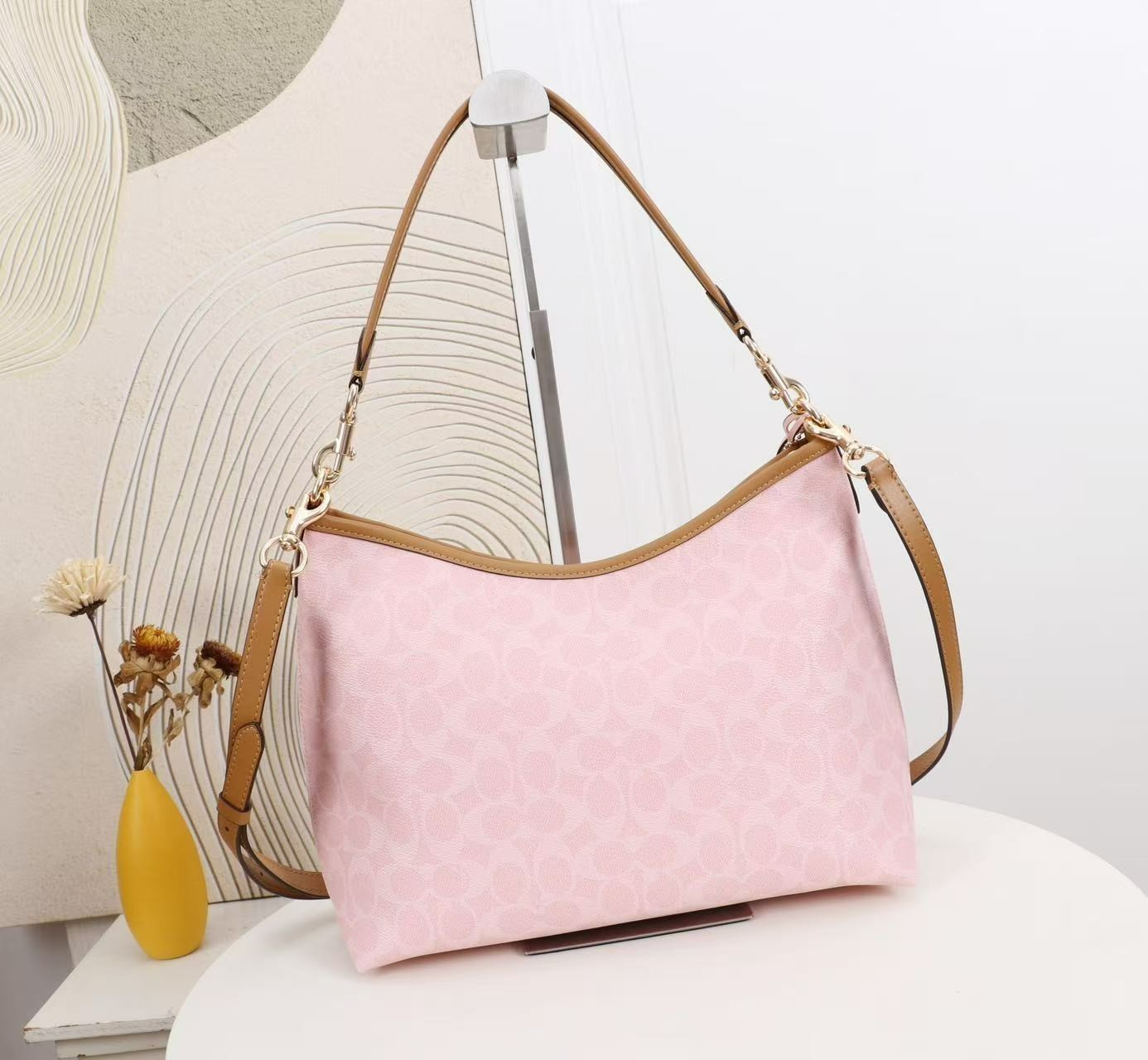 COACH CEL12 Laurel Shoulder Bag in Signature Canvas Charms Powder Pink