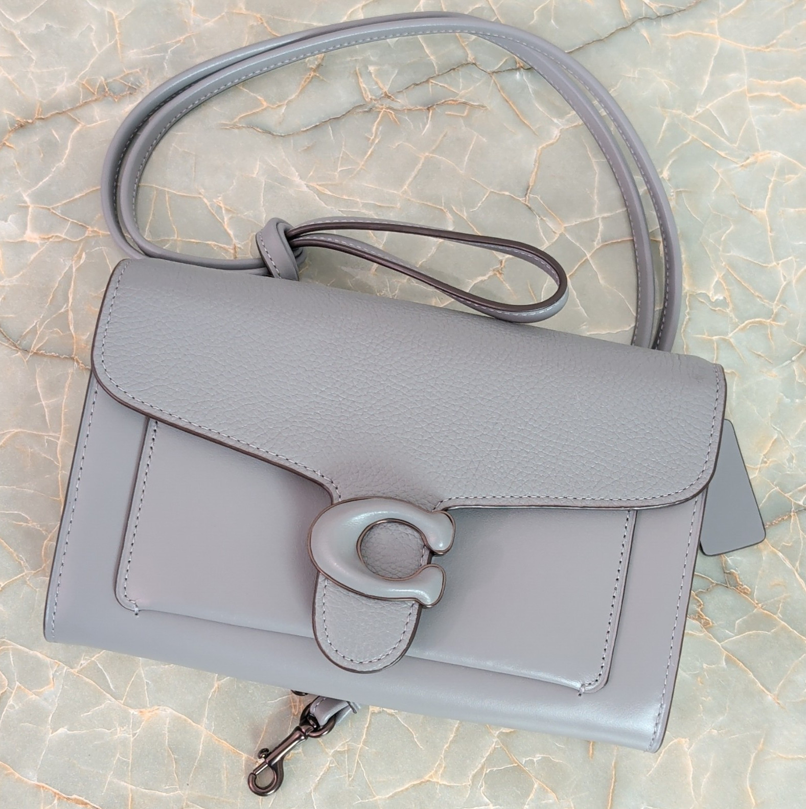 Coach Granite Tabby Chain Clutch Crossbody Gunmetal Hardware Detachable Strap