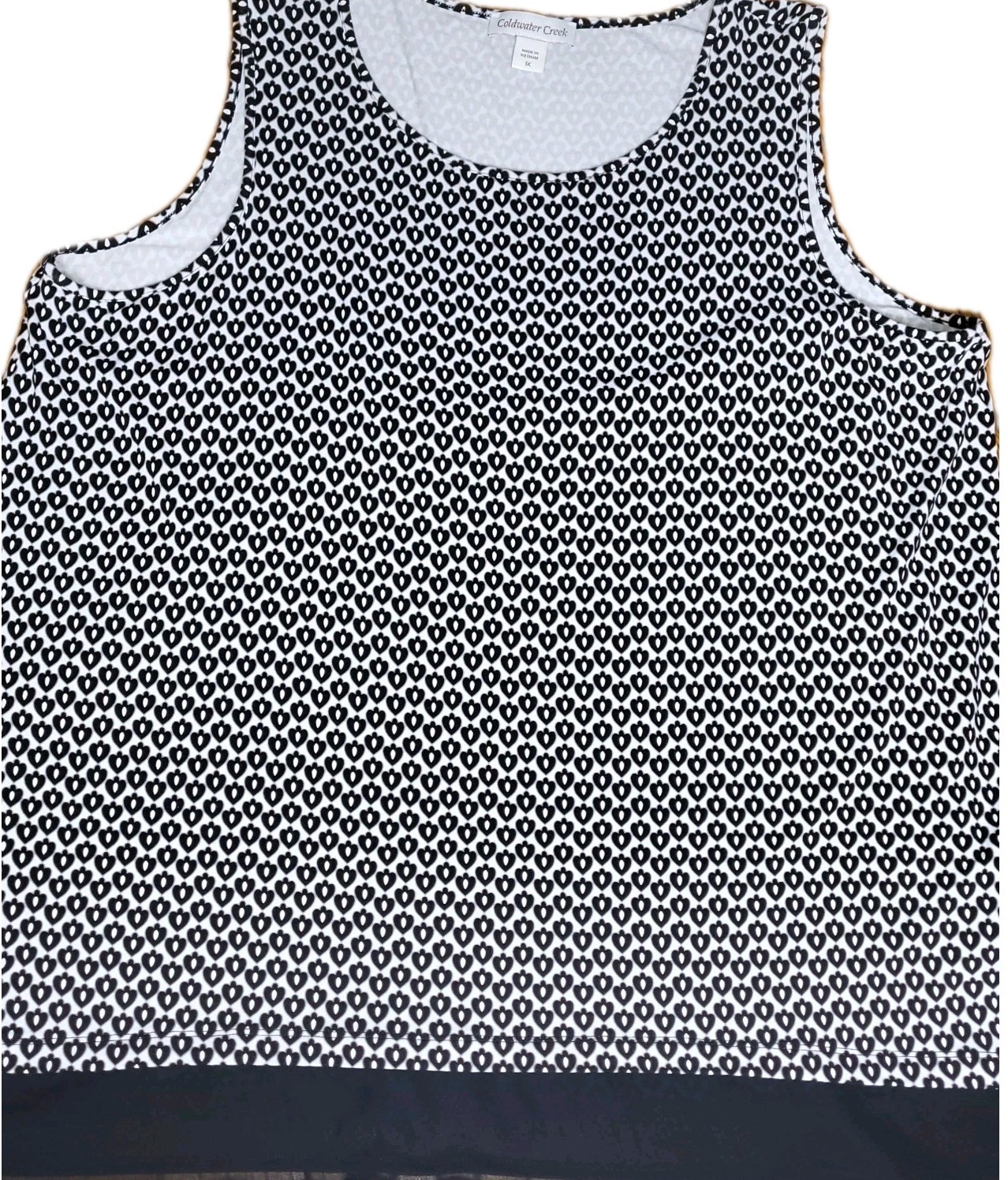 Coldwater Creek Cami Tank Top Womens 1X Black White All-Over Geo Pattern Stretch