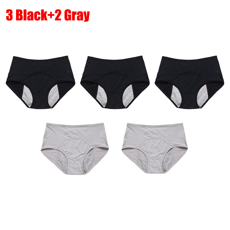 5Pcs Women Menstrual Period Underwear Plus Size Leak Proof Cotton Panties Briefs