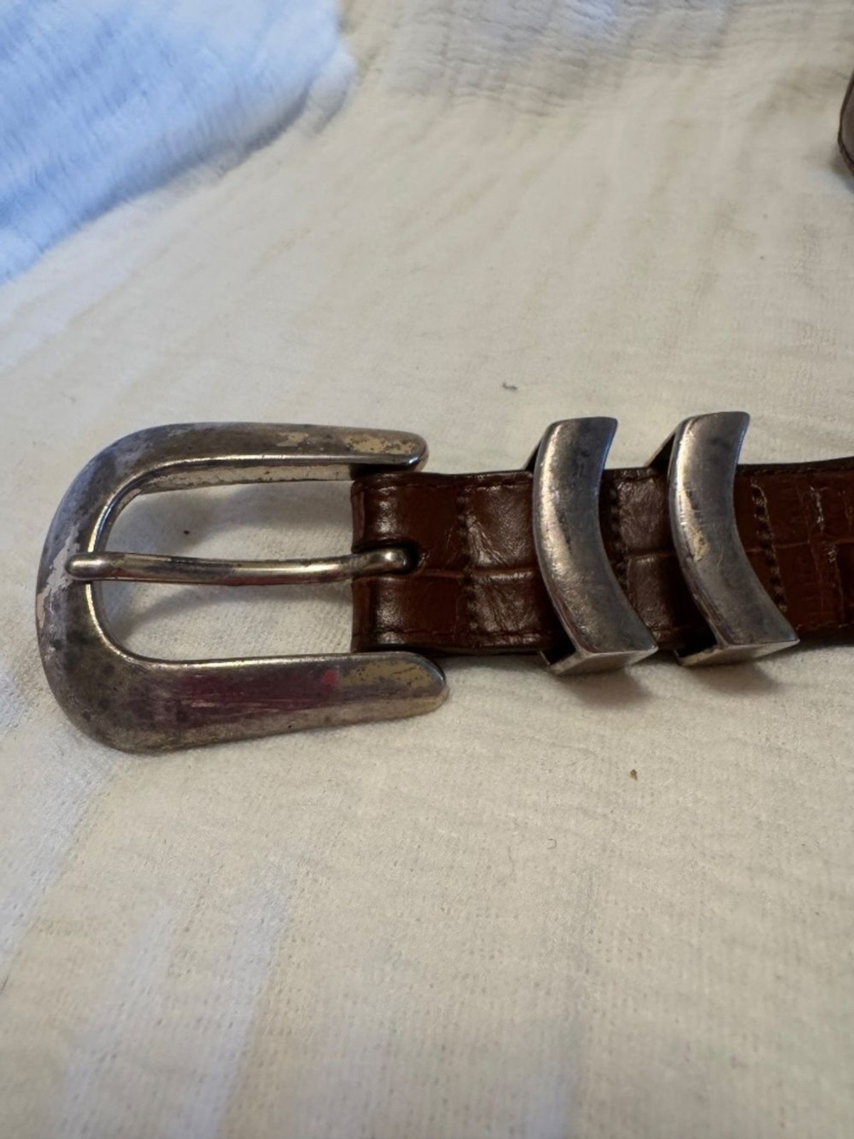 Onyx by Brighton Brown Croc-embossed Leather Belt Size 36