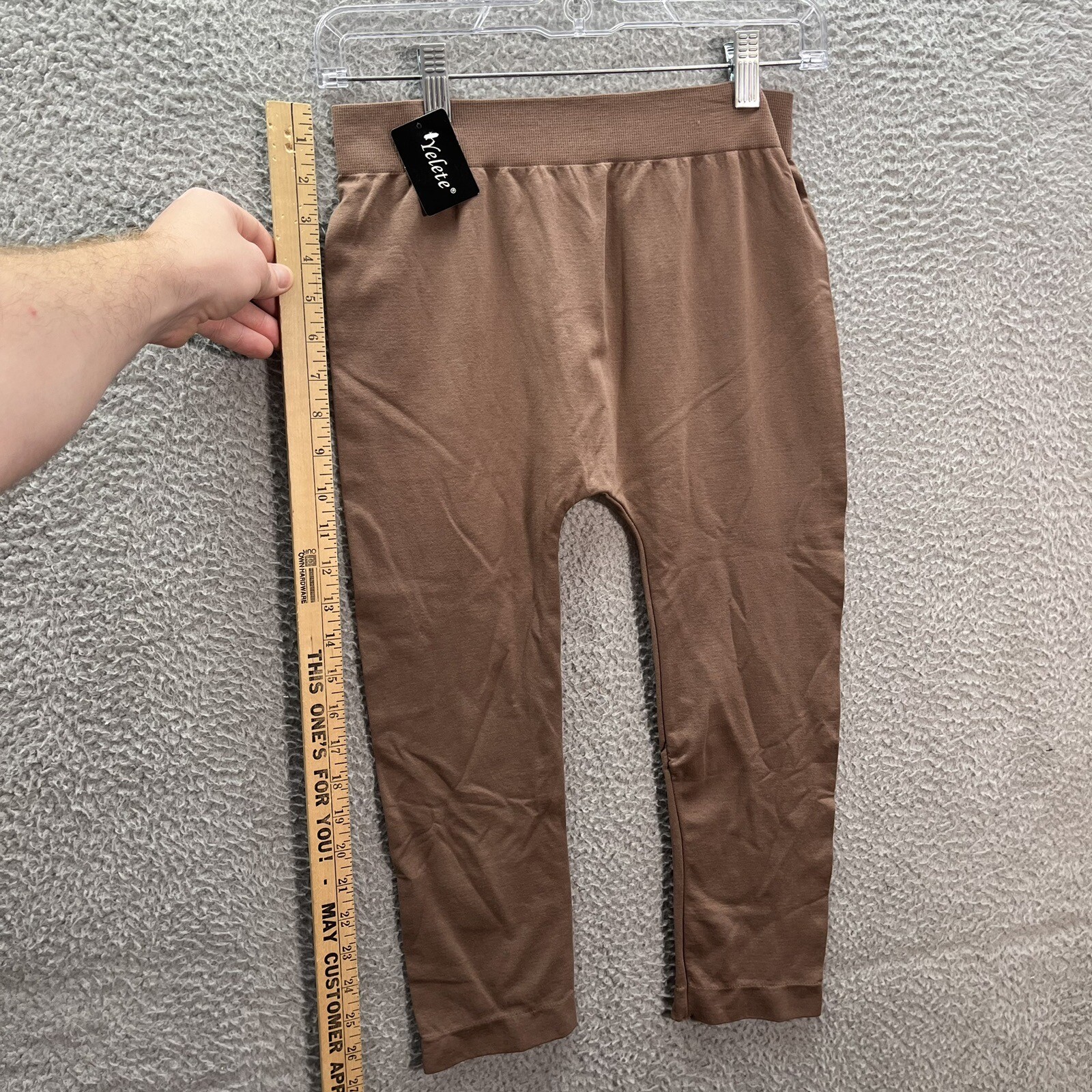 Yelete Leggings Womens Plus One Size Fits Most Brown Sheer Capri Athleisure