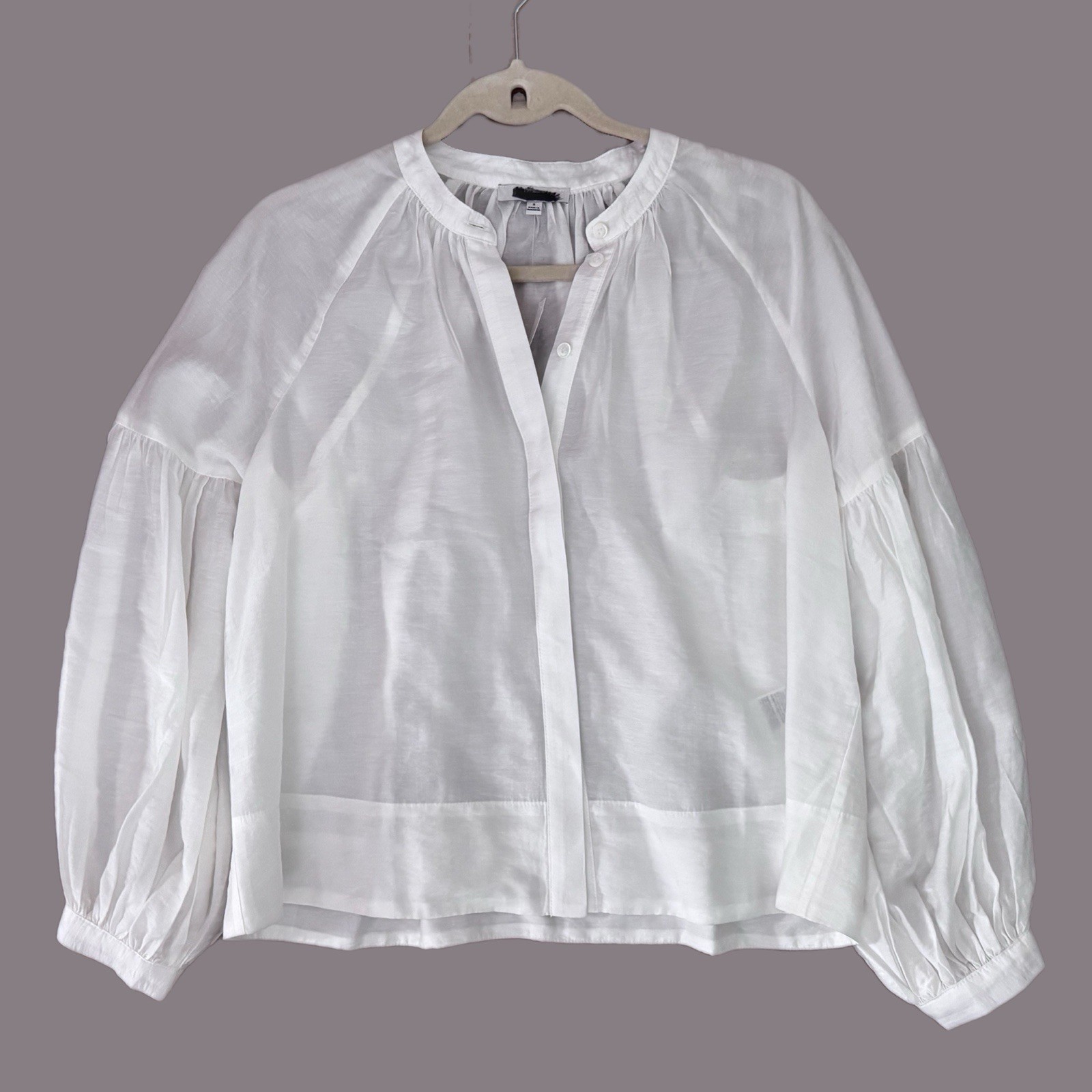 MADEWELL Ivory Button Front Blouse Lyocell Blend Top Pleated Womens Small Shirt