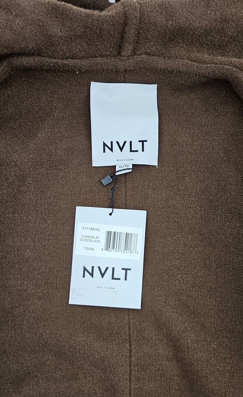 NVLT Women’s Coat Mink Eyelash Fringe Coatigan Size X LARGE Chocolate