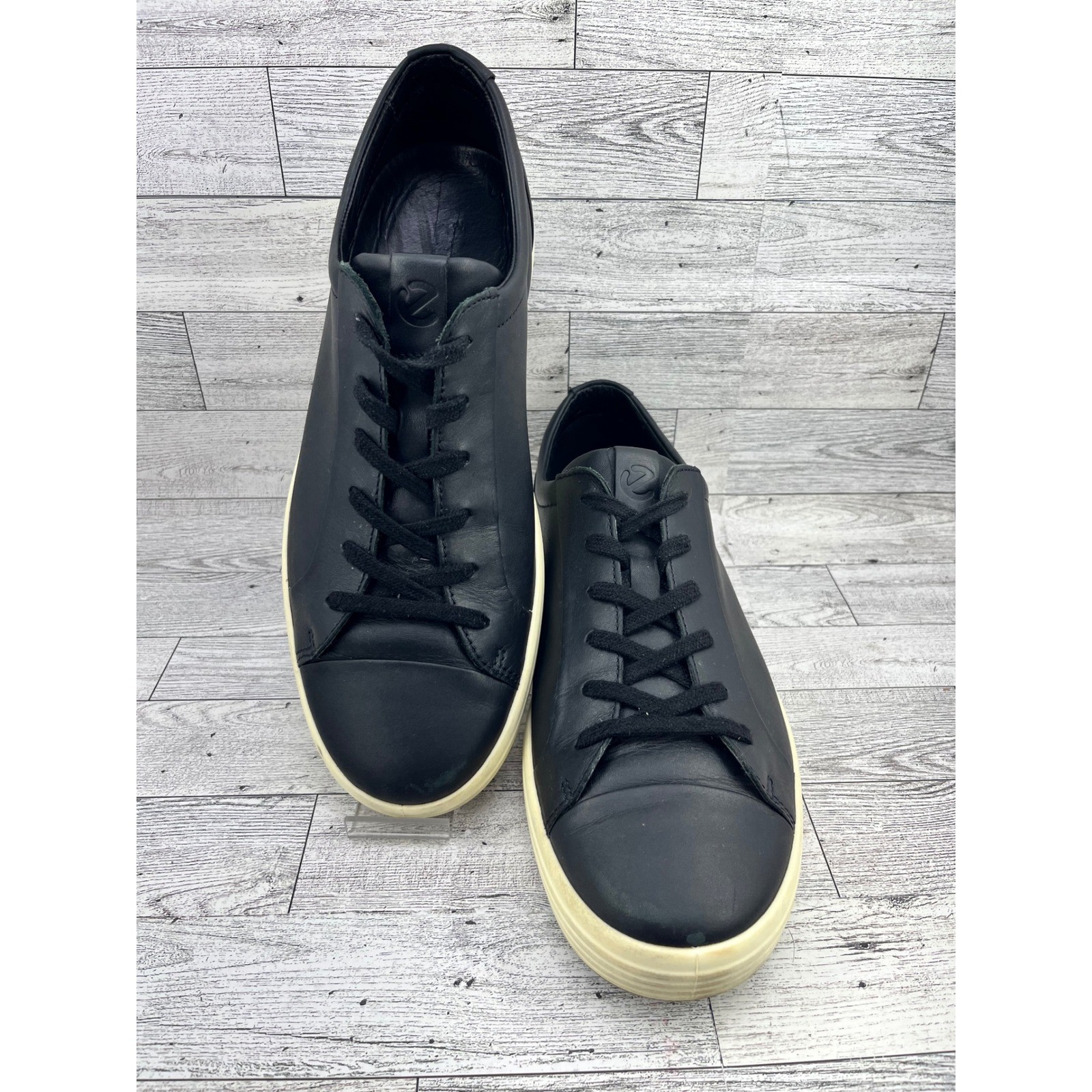 ECCO Soft 7 Sneakers Black Leather Lace Up Men’s EU 43 US 9-9.5 Casual Comfort