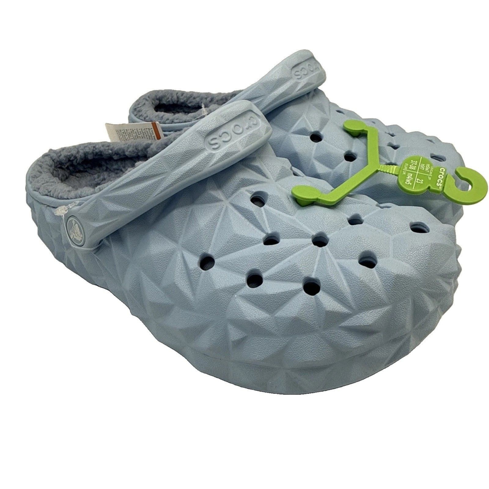 Crocs Geometric Clogs Lined Unisex Men 5 Women 7 Comfort Shoes Light Blue NWT