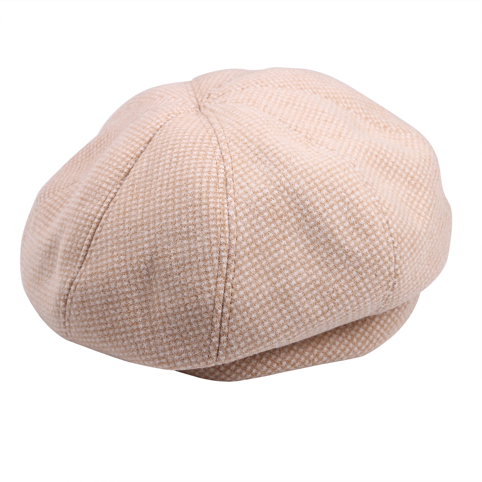 Wool French Beret Hat Checked Artist Beanie Cap for Women Ladies Winter Casual