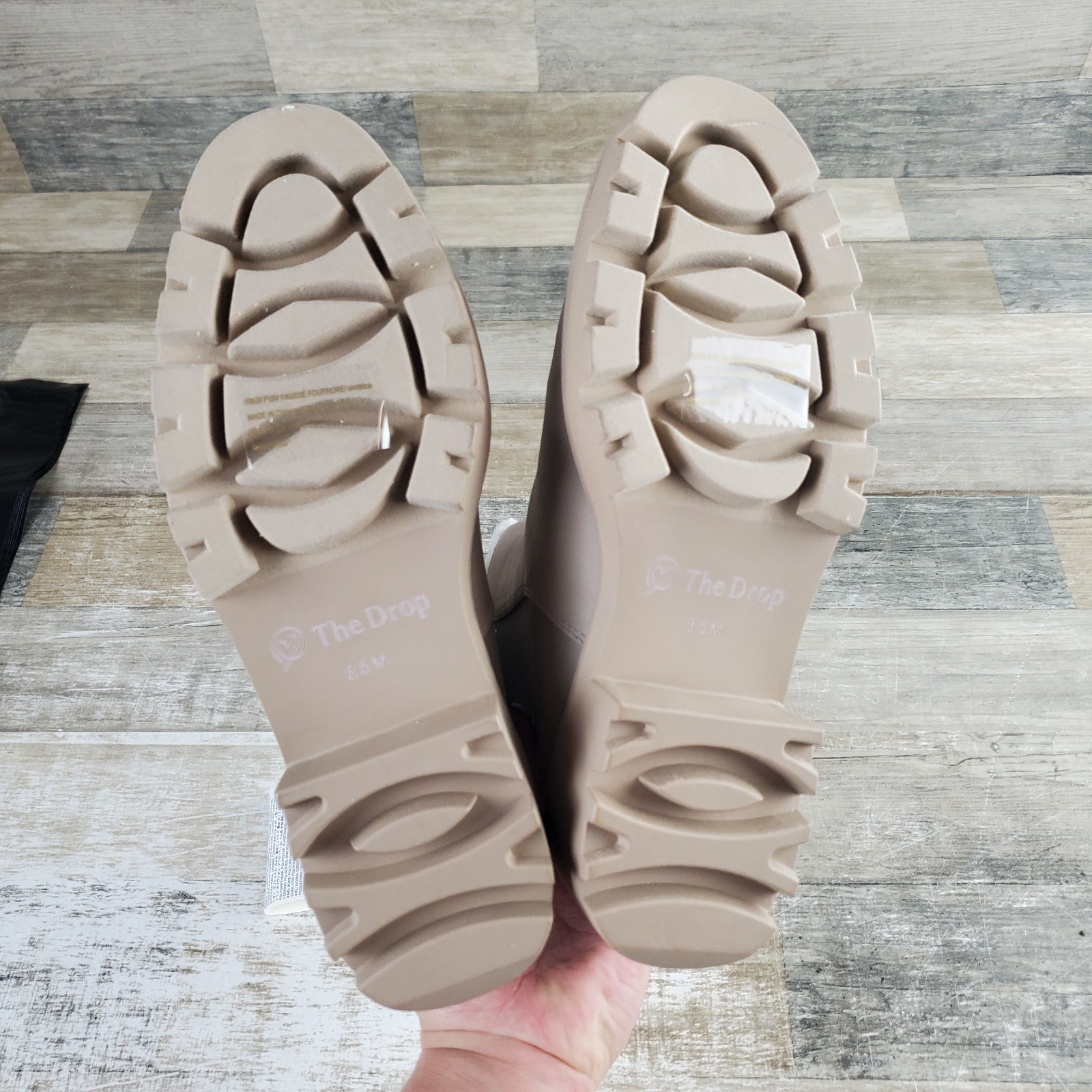 The Drop Campbell Women Chelsea Boot Sz 8.5 M Taupe Leather Mid Top Elastic Gore