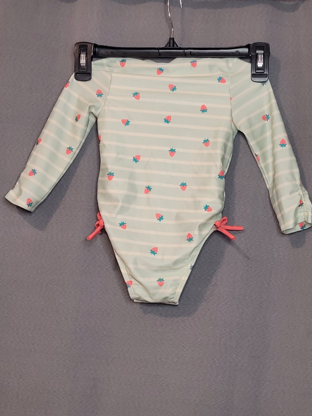 Cat & Jack Swimsuit Toddler Girls 18 Mos Mint Green Strawberry Print Rash Guard