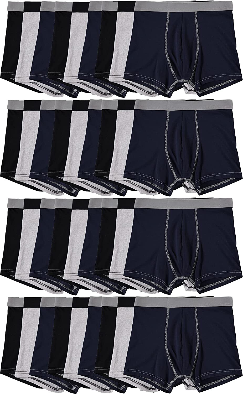 36 Pack Of Mens 100% Cotton Boxer Briefs Underwear, Bulk, Assorted Colors