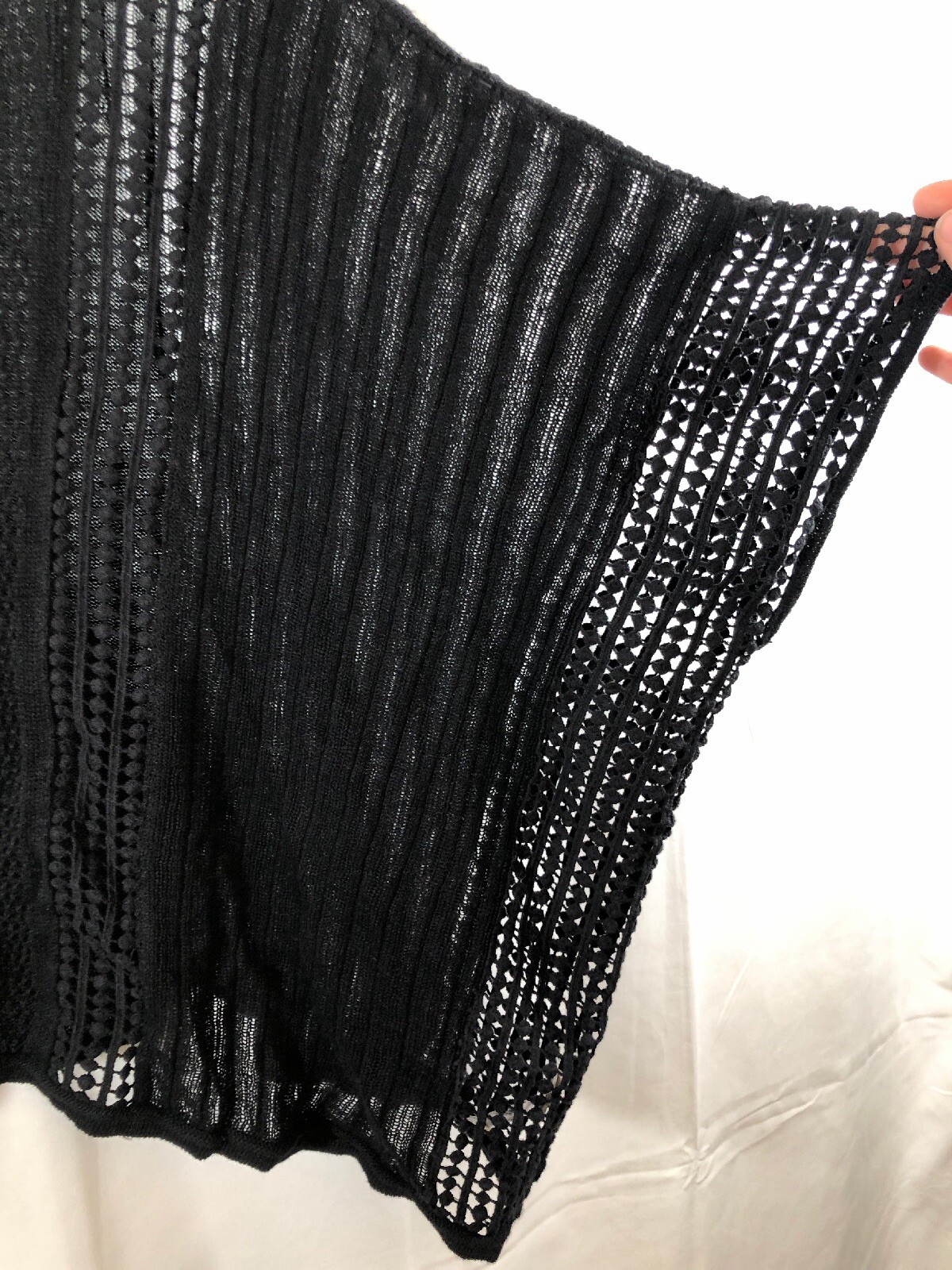 EUC $108 Free People Echo Stitch Cold Shoulder Sweater Black [ Small ] #1902