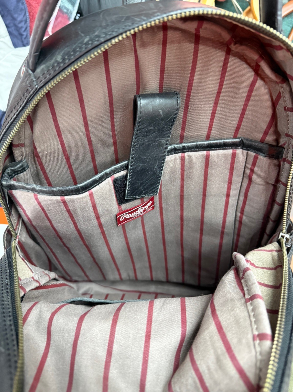 Rawlings Genuine Leather Backpack Black Laptop Bag Pockets Rugged Distressed