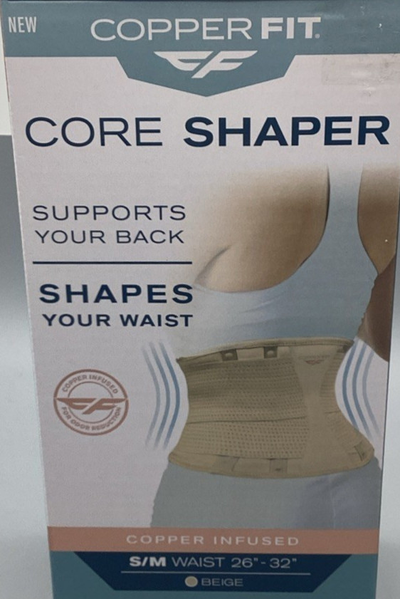 COPPER FIT CORE SHAPER SUPPORTS BACK Shapes waist S/M 26″-34″ Copper Infused New