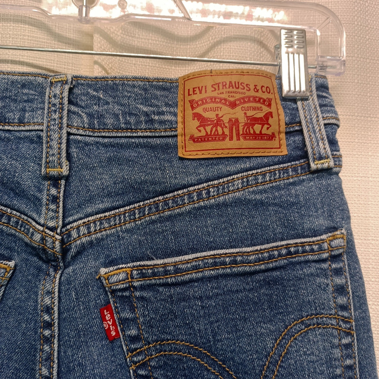 Levis Ribcage Bootcut Jeans Womens 29 High Rise Button Fly Blue Denim (26×31.5)