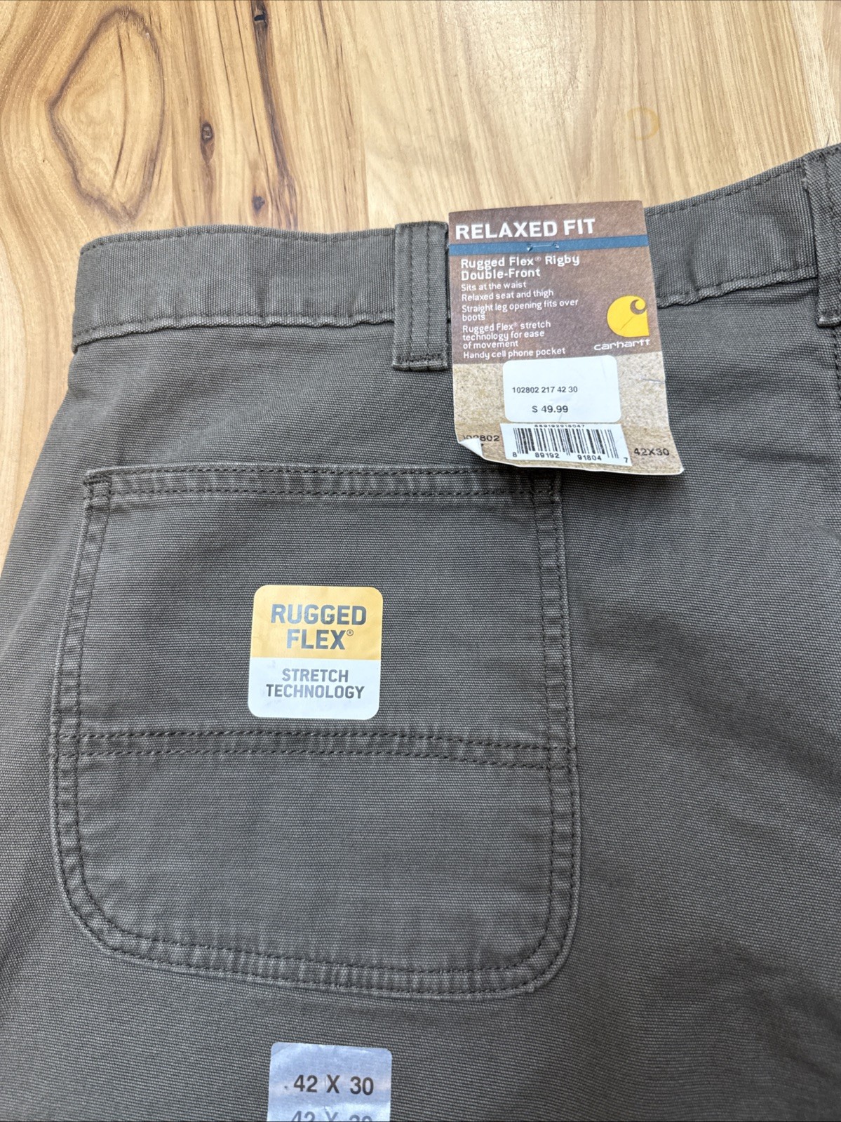Carhartt 102802 Rugged Flex Relaxed Fit Rigby Double Front Work Pant Size 42×30